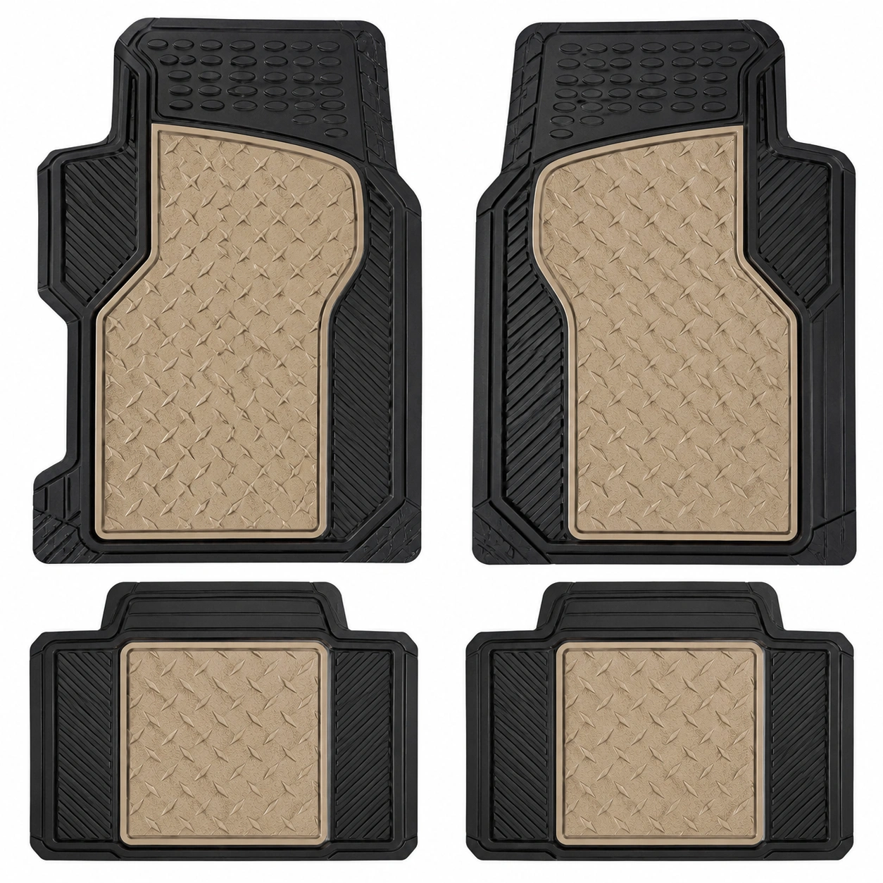 Set di Tappetini Universali per Auto in Gomma Beige e Nero-havormika