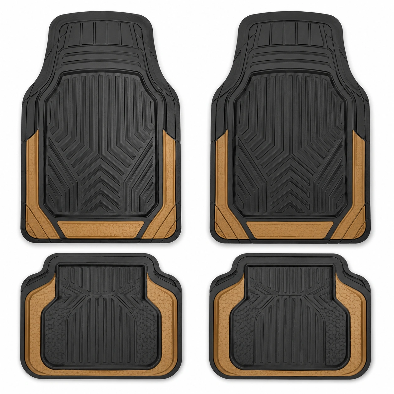Set di Tappetini Auto Universali Nero e Marrone-havormika