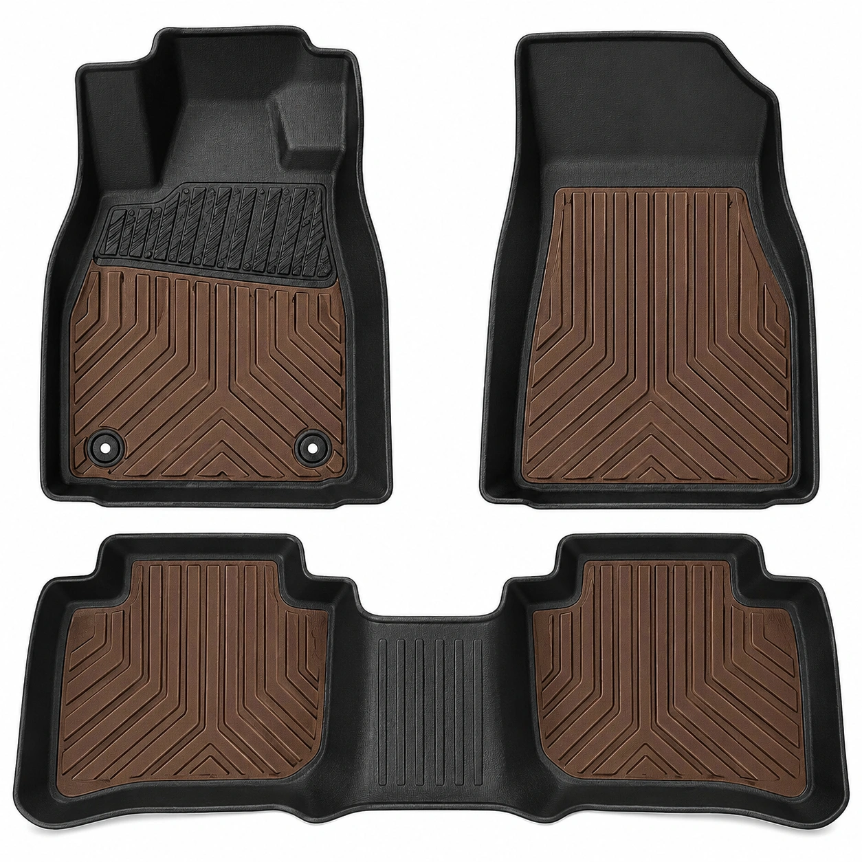 Set Tappetini Auto Universali Nero/Marrone Antiscivolo-havormika