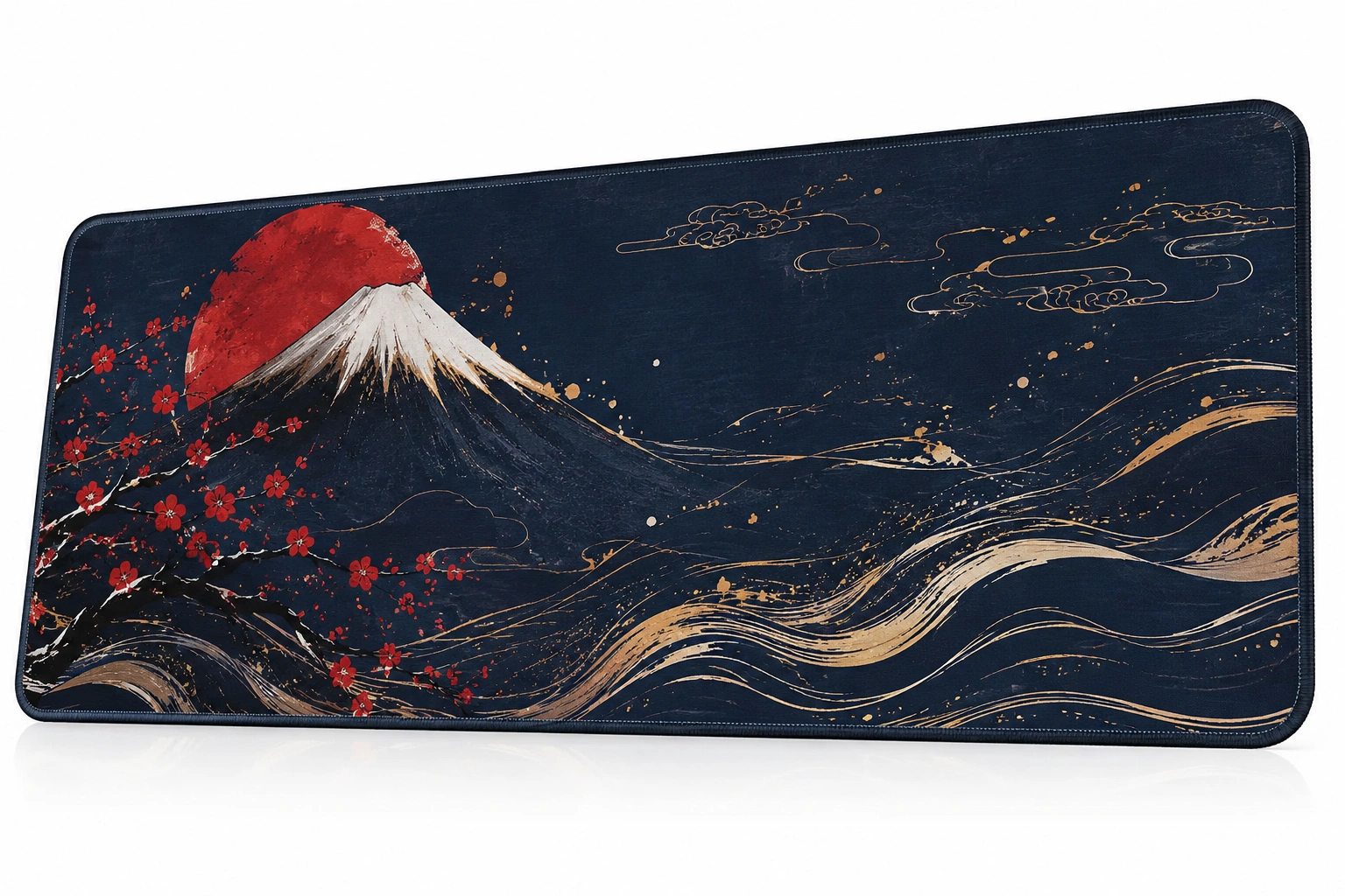 Tappetino per mouse artistico blu onde dorate-havormika