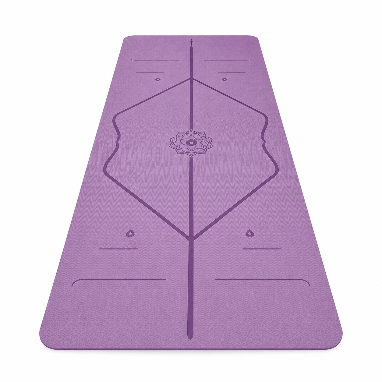 Tappetino Yoga Antiscivolo Viola/Rosa con Linee Guida 183x61 cm-havormika