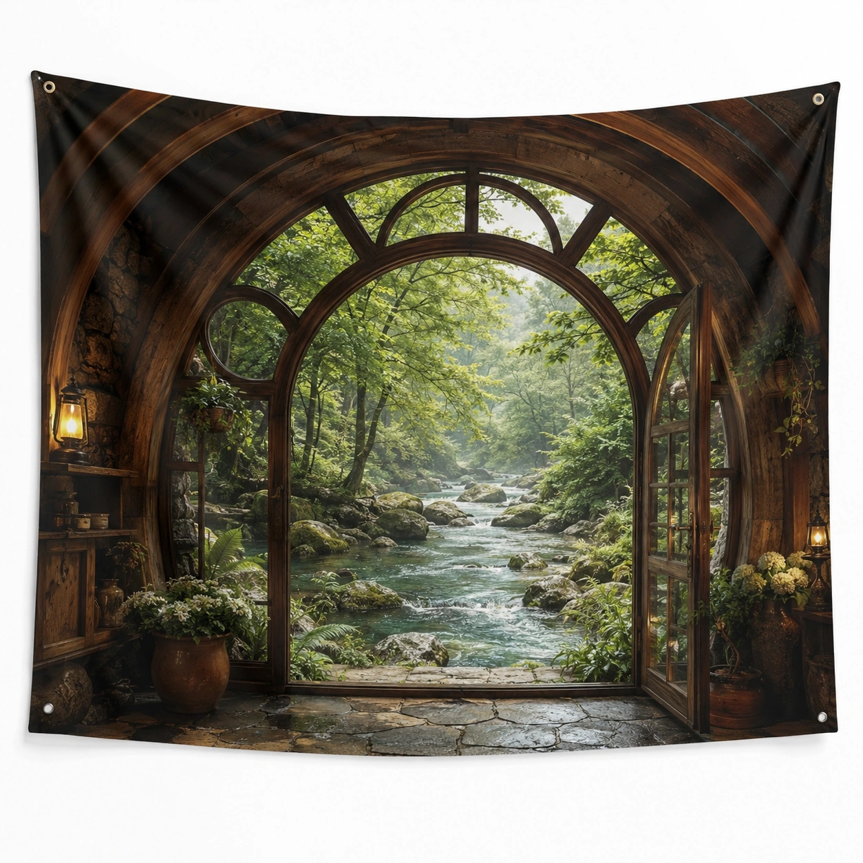 Arazzo da Parete Decorativo Paesaggio Montano Sole all'Alba-cozfina