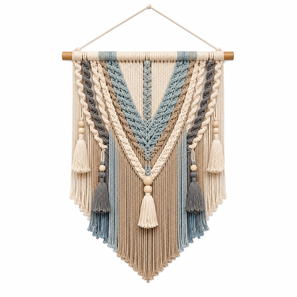 Arazzo da Parete in Macramè Multicolore con Motivo Naturale-cozfina