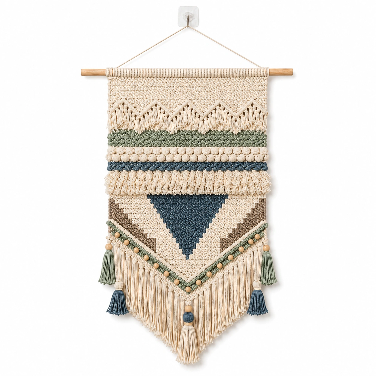 Arazzo da Parete Macramè Beige, Blu e Marrone-cozfina