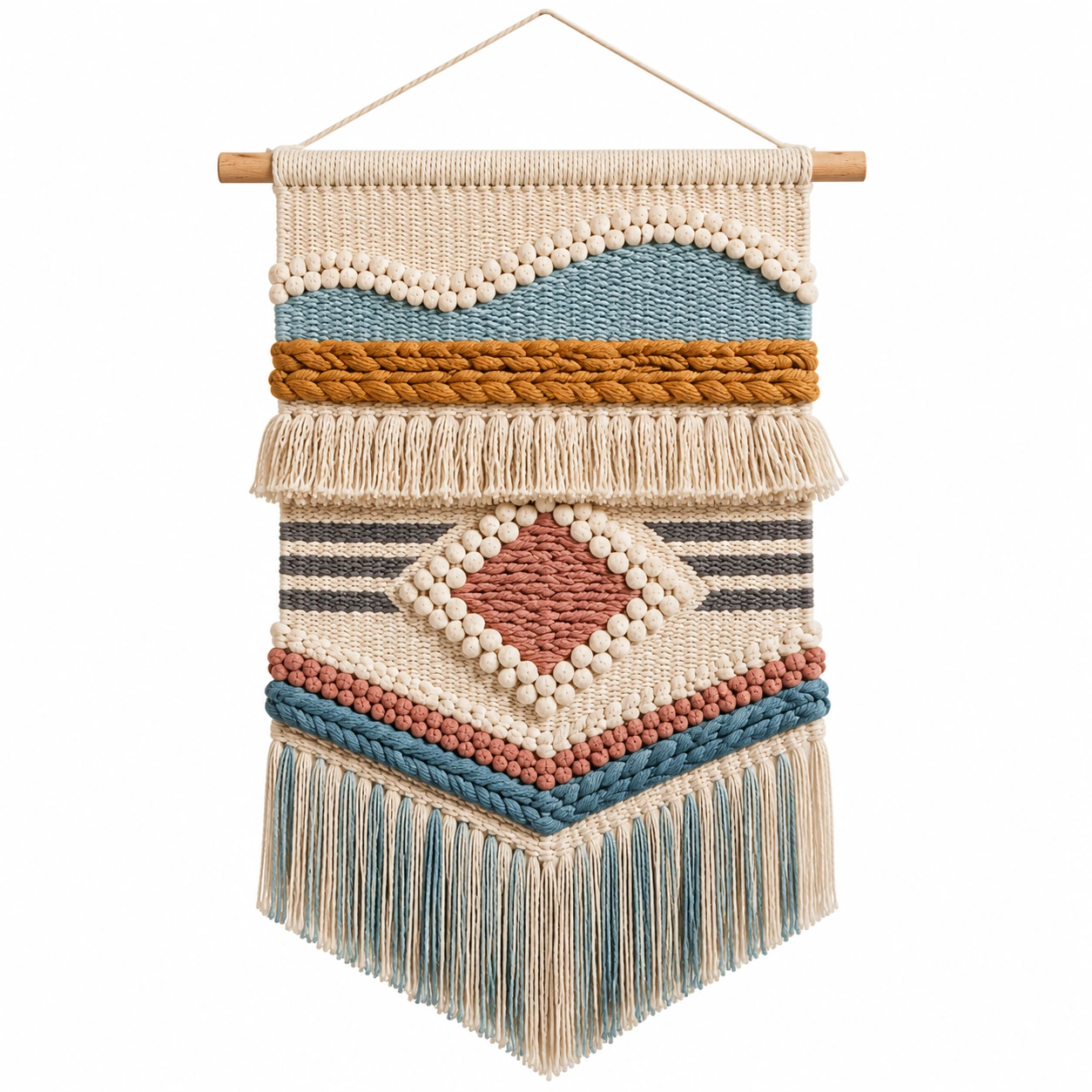 Arazzo da Parete Macramè Multicolore con Motivo Tramonto-cozfina