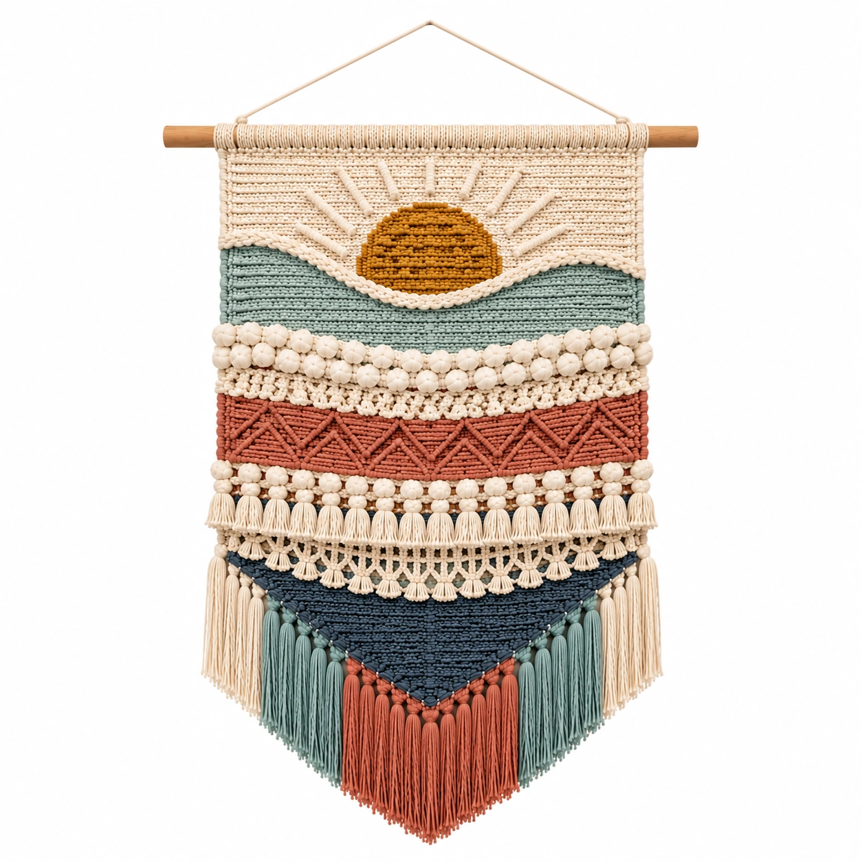 Arazzo da Parete Geometrico in Macramè Bohemien-cozfina