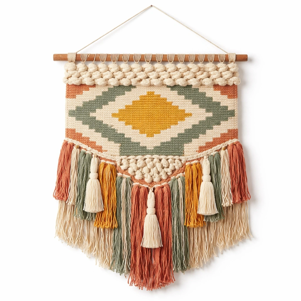 Arazzo da Parete Bohemien Multicolore Beige/Arancione/Verde-cozfina