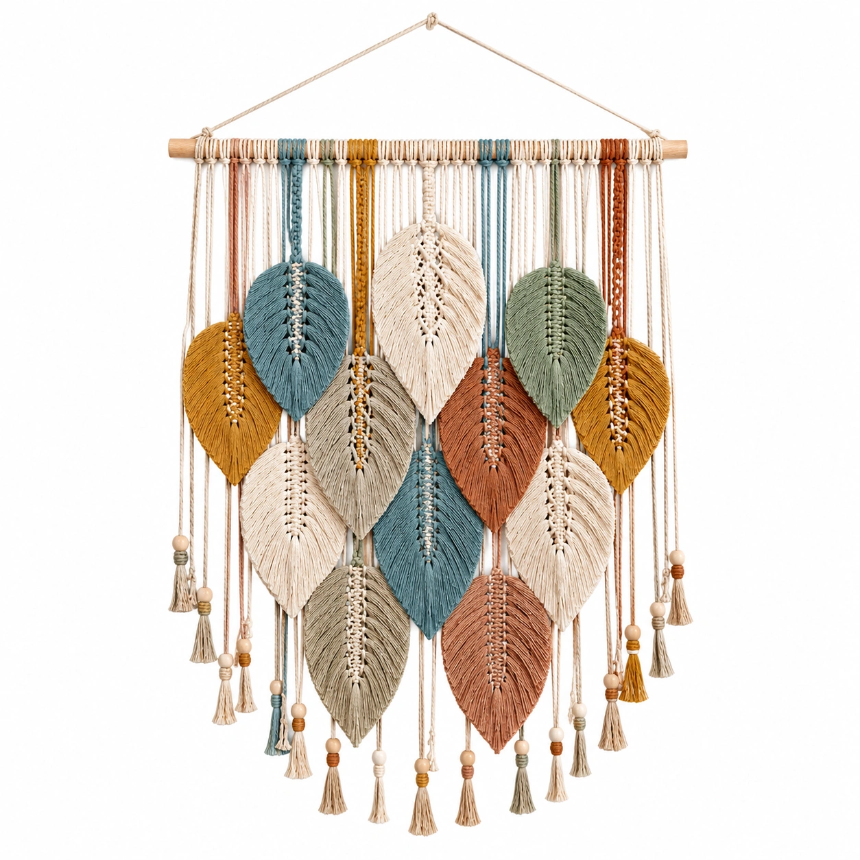 Arazzo da Parete Macramè Foglie Multicolore 45x60 cm-cozfina
