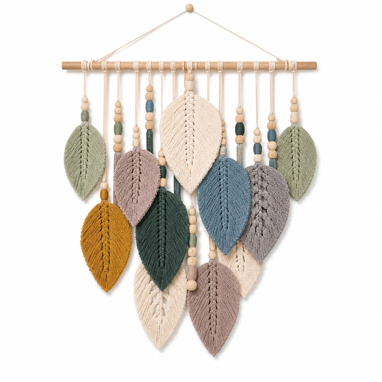 Arazzo da Parete in Stile Boho Chic con Foglie Multicolori-cozfina
