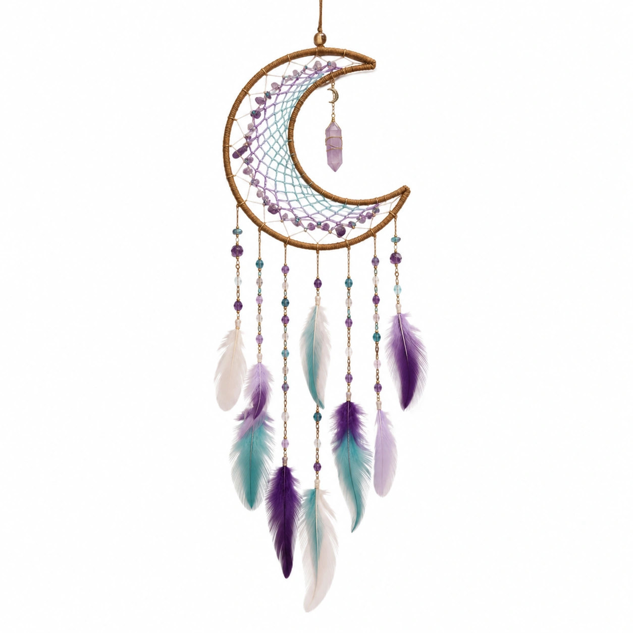 Acchiappasogni Boho con Piume Multicolori-cozfina