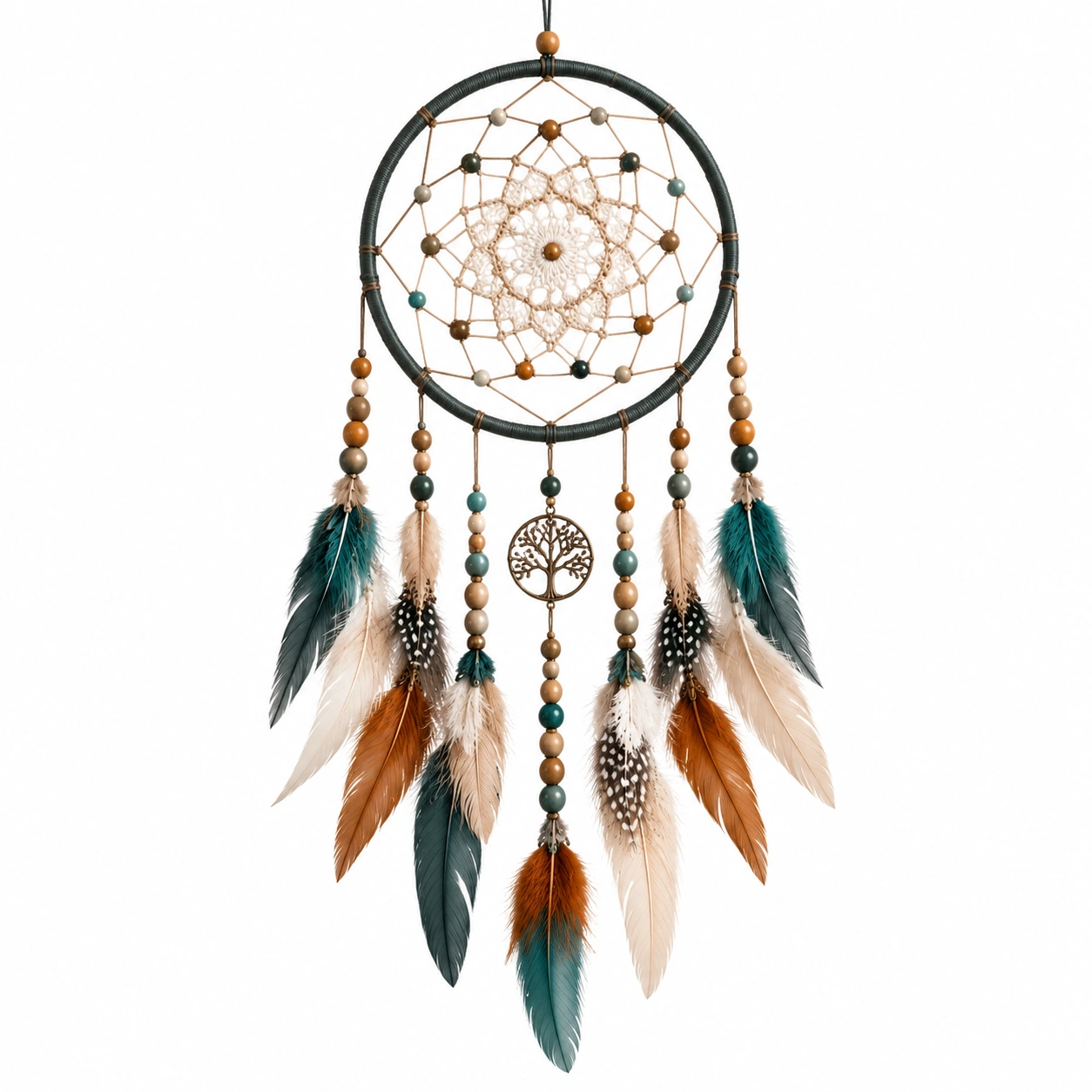 Acchiappasogni Bohemien con Piume Multicolori-cozfina