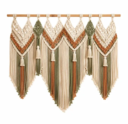 Arazzo da Parete Macramè Decorazione Boho 45x70cm Crema/Grigio/Marrone/Nero-cozfina