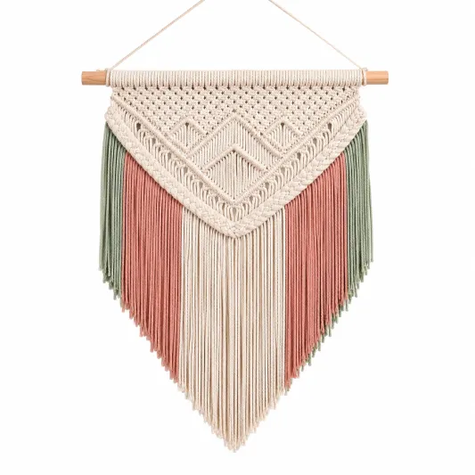 Arazzo Boho in Macramè Decorato 80x60 cm Multicolore-cozfina