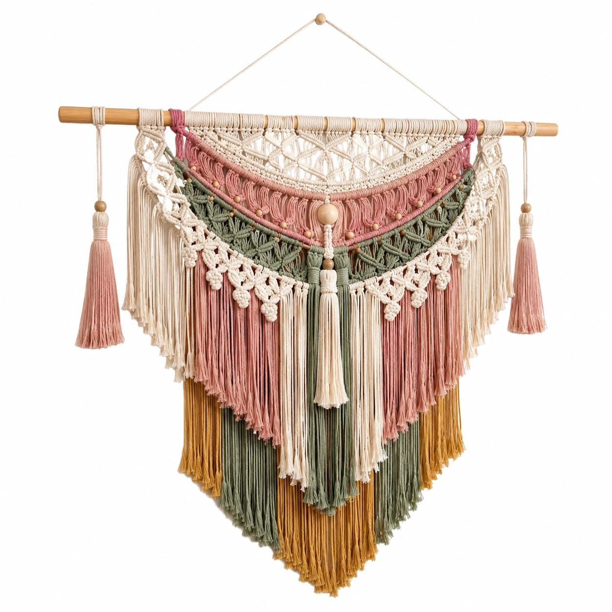 Arazzo da Parete Macramè Multicolore con Nappe-cozfina