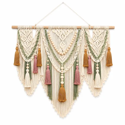 Ghirlanda Decorativa Multicolore con Nappe e Pompon-cozfina