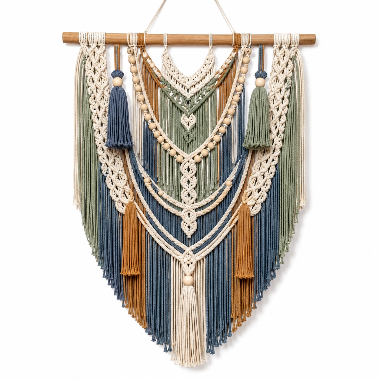 Arazzo da Parete Macramè Boho Chic Rosa e Beige 80x50cm-cozfina