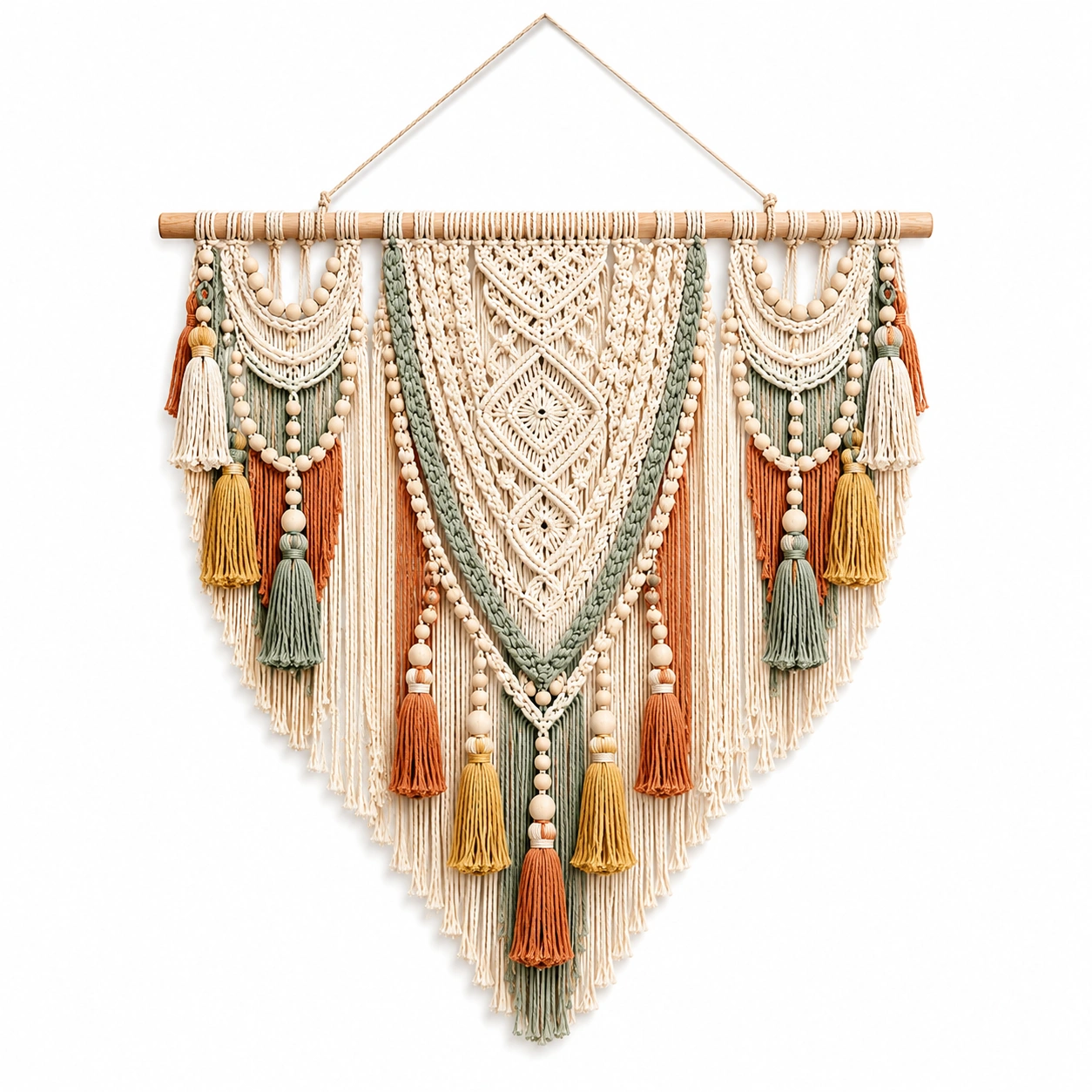 Arazzo Boho da Parete in Macramè Multicolore-cozfina