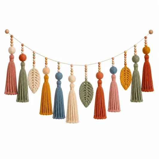 Ghirlanda Decorativa Multicolore con Nappe in Corda-cozfina