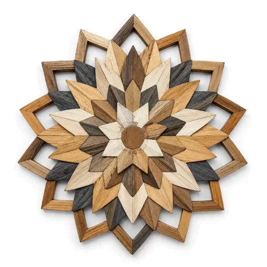Pannello Decorativo 3D in Mosaico di Legno Naturale-cozfina
