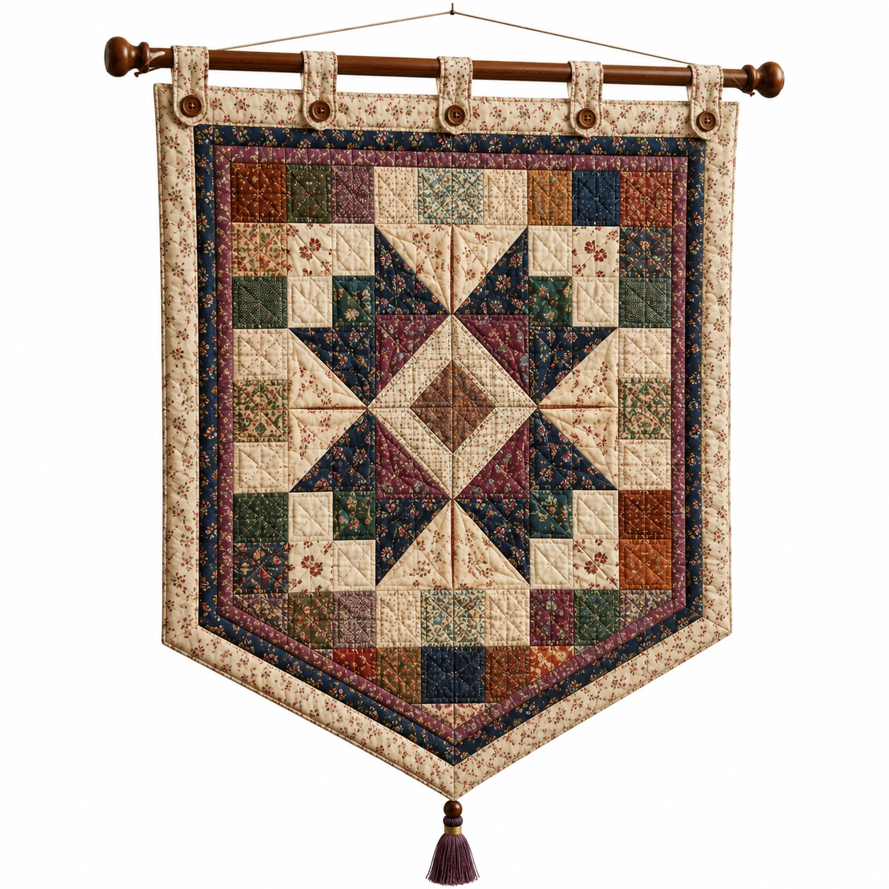 Arazzo da Parete Moderno Nodo Artigianale in Beige, Marrone e Grigio-cozfina