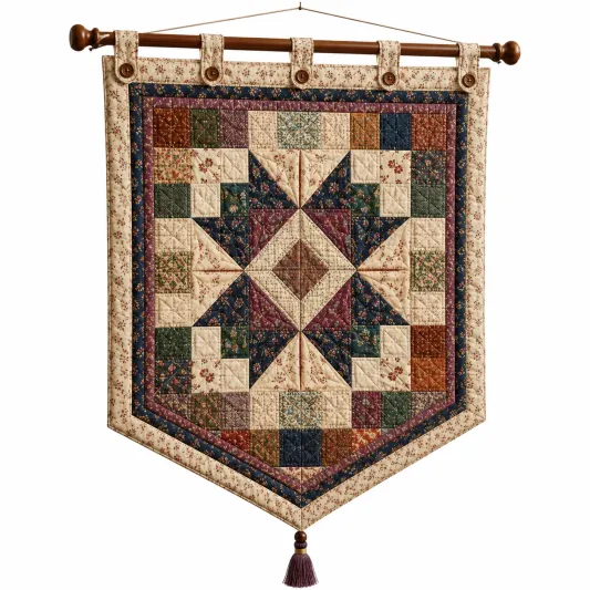 Arazzo da Parete Moderno Nodo Artigianale in Beige, Marrone e Grigio-cozfina