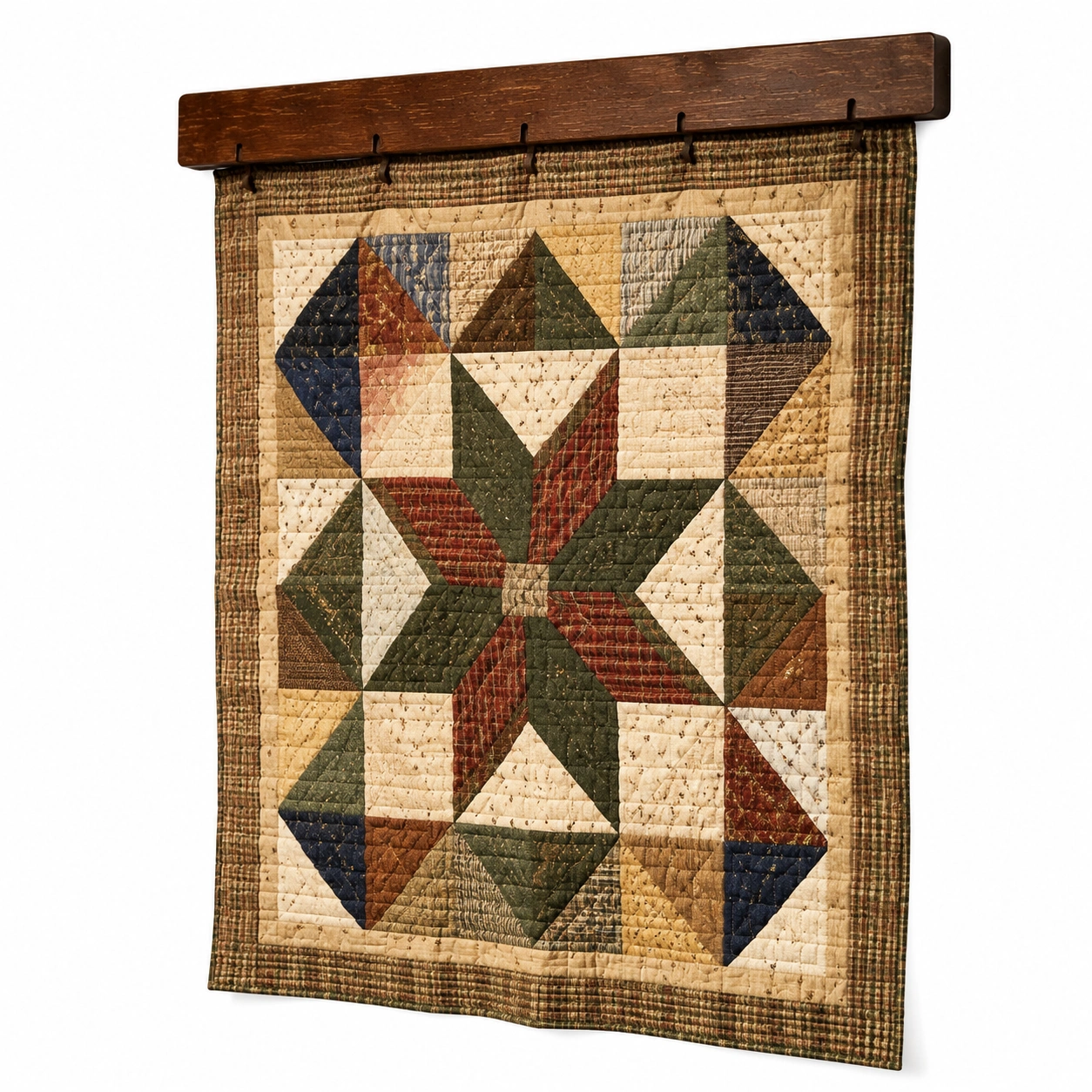 Decorazione da parete a forma di U in fili artigianali, verde/bianco/marrone-cozfina