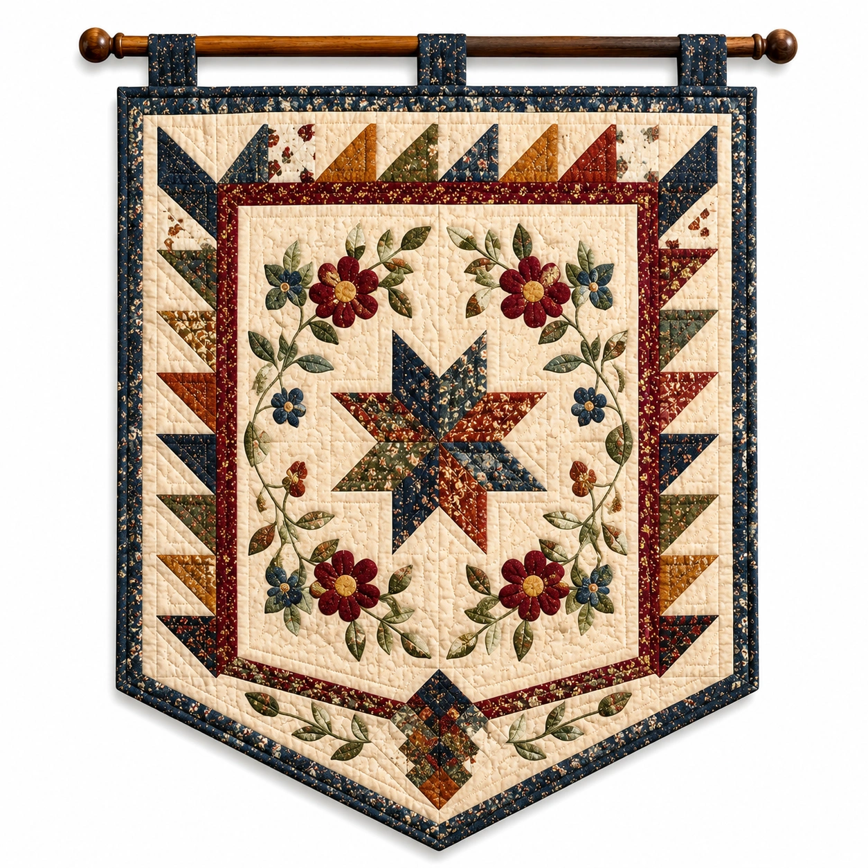 Arazzo da Parete Patchwork Tradizionale Multicolore con Nappe-cozfina