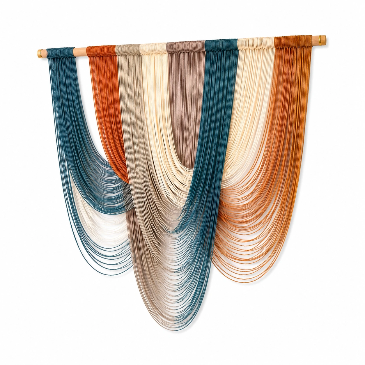 Decorazione Murale in Fili di Cotone Beige, Marrone e Verde-cozfina