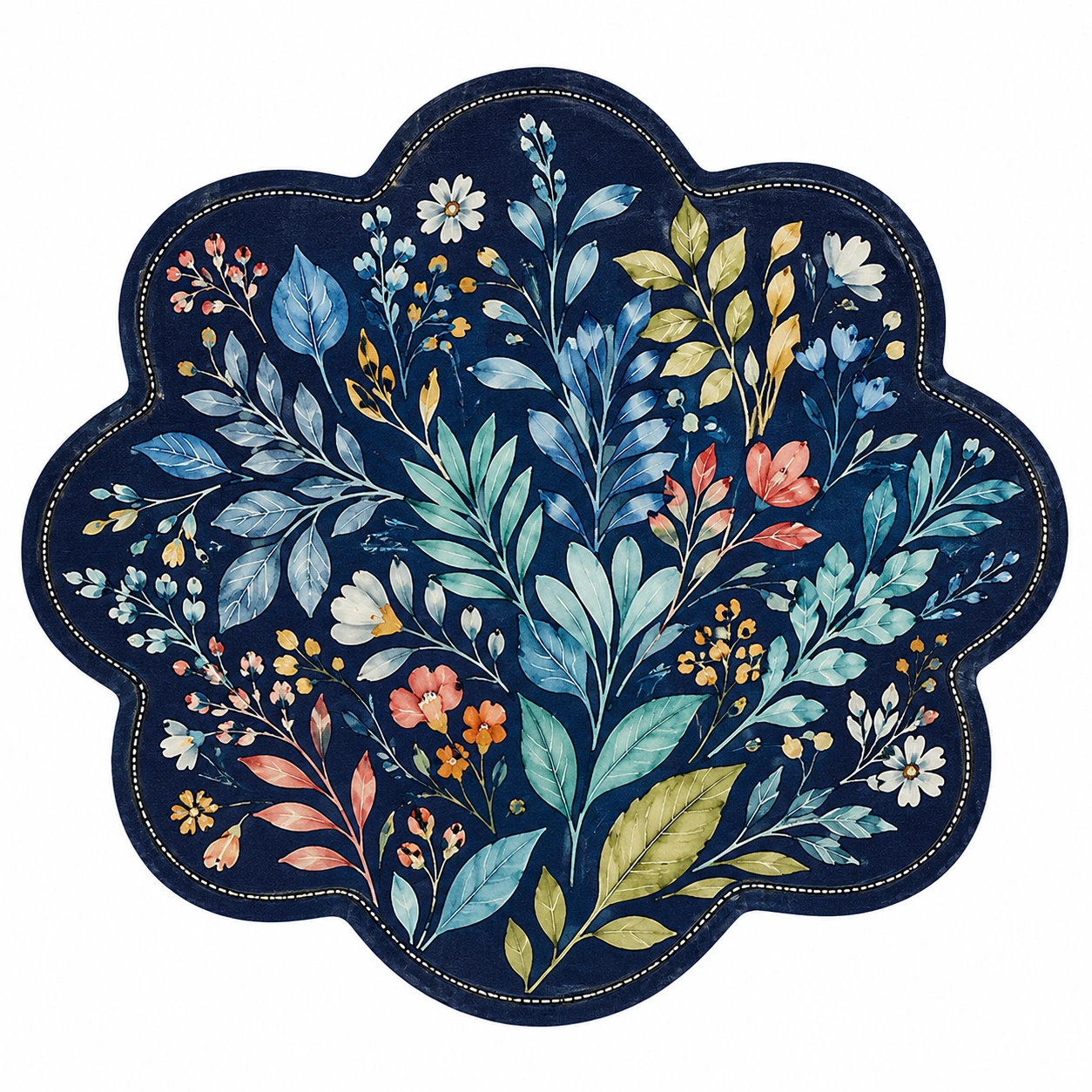 Tovaglietta Floreale Rotonda Blu Multicolore 45x45cm-meubelixa