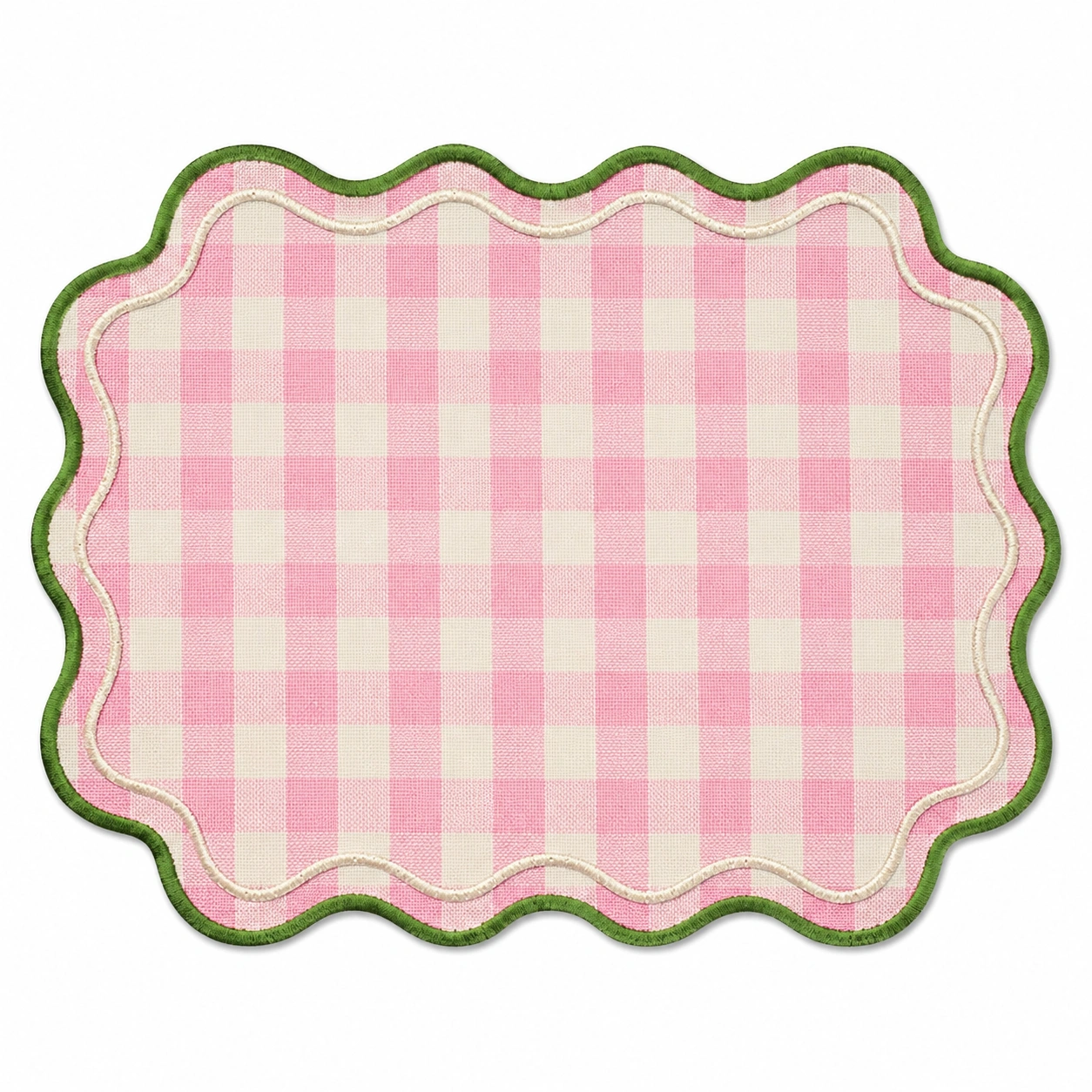 Tovaglietta a Scacchi Rosa con Bordo Ondulato-meubelixa
