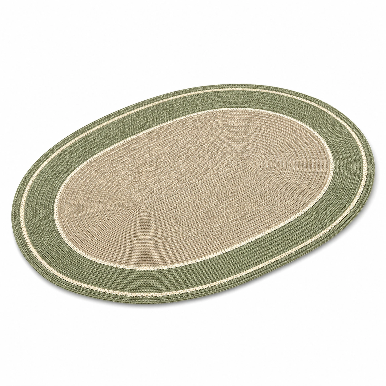 Tovaglietta Ovale Intrecciata Verde Sabbia 30x45cm-meubelixa