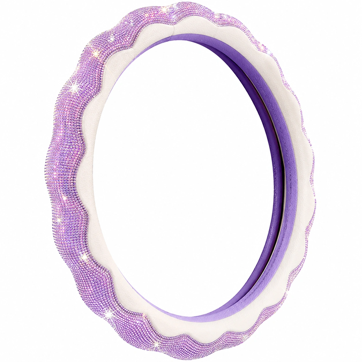 Coprivolante con Strass Luccicanti 38 cm Viola/Bianco-meubelixa