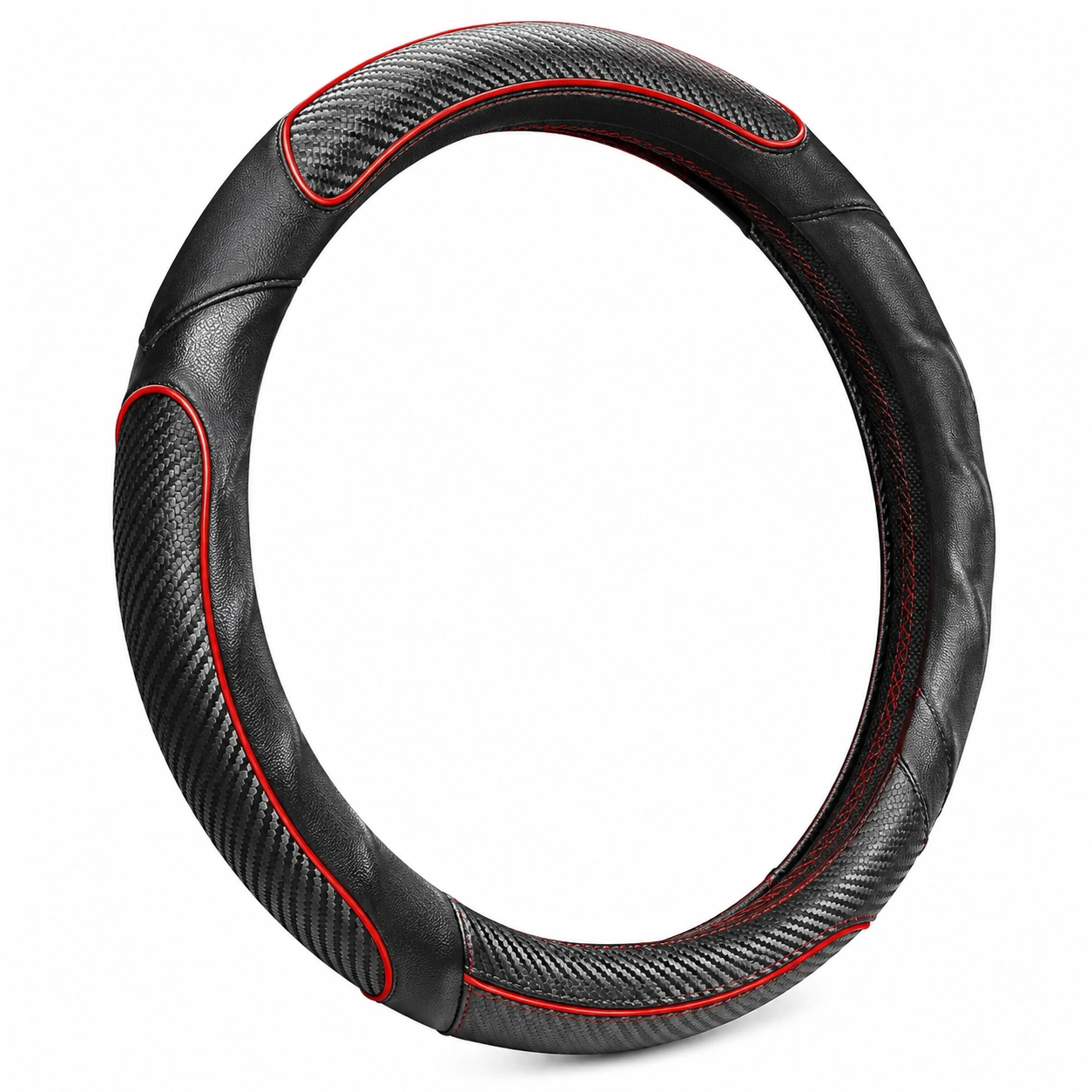 Copertura del volante nero e rosso 37-38 cm-meubelixa