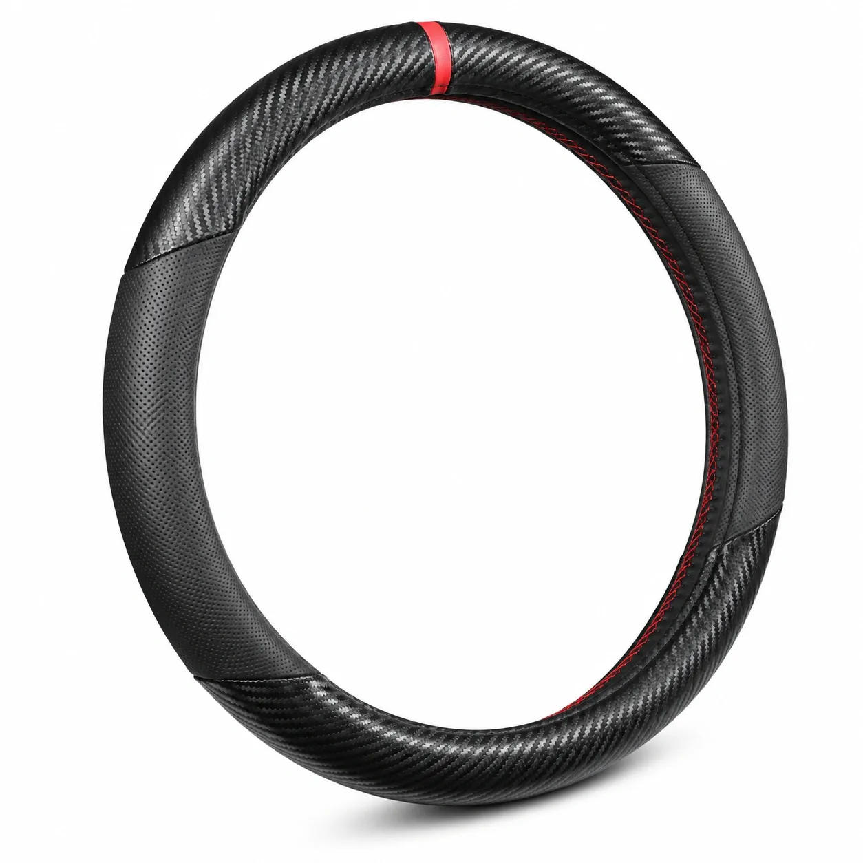 Coprivolante Nero e Rosso con Cuciture Sportive-meubelixa