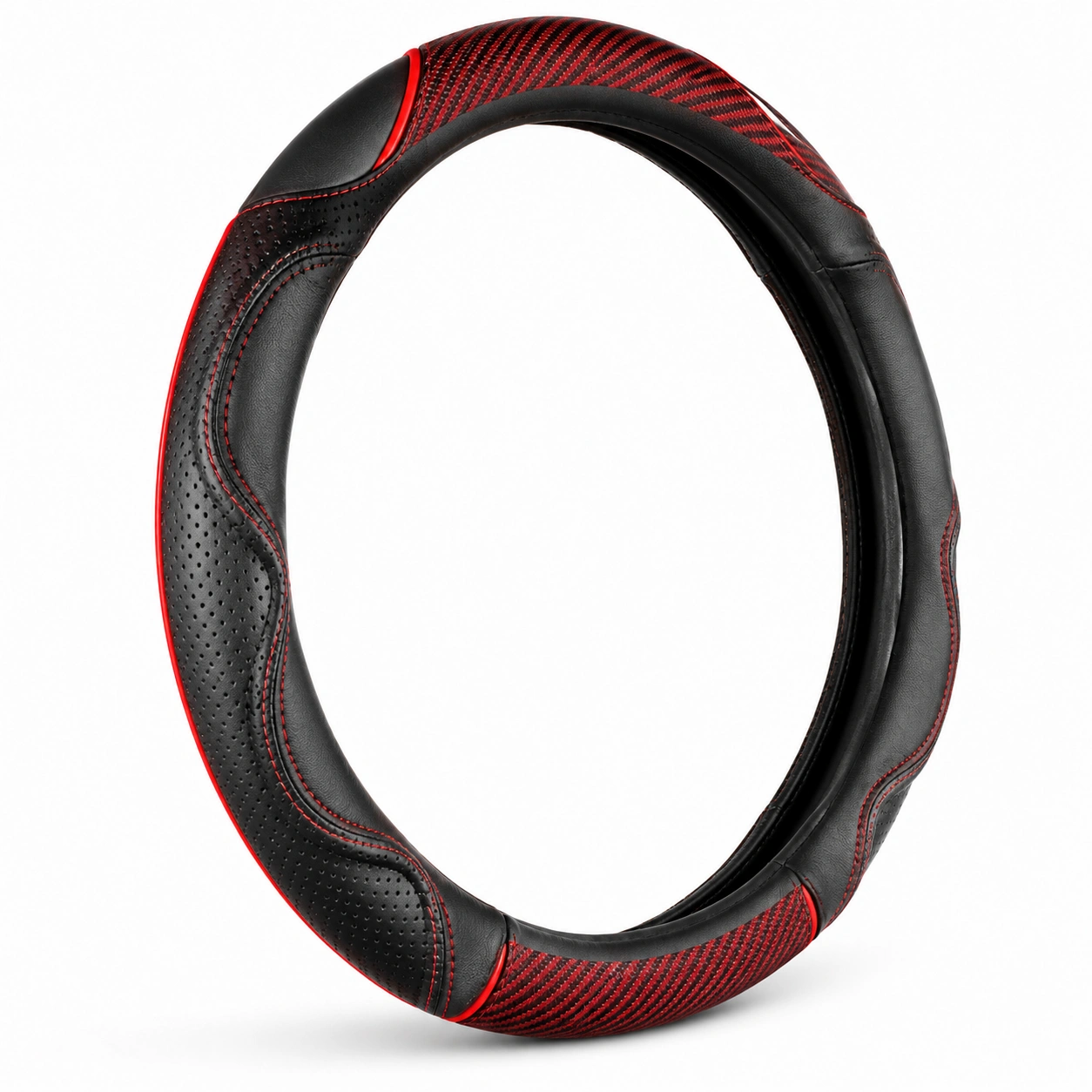 Coprivolante ergonomico nero e rosso con design antiscivolo 37-38 cm-meubelixa