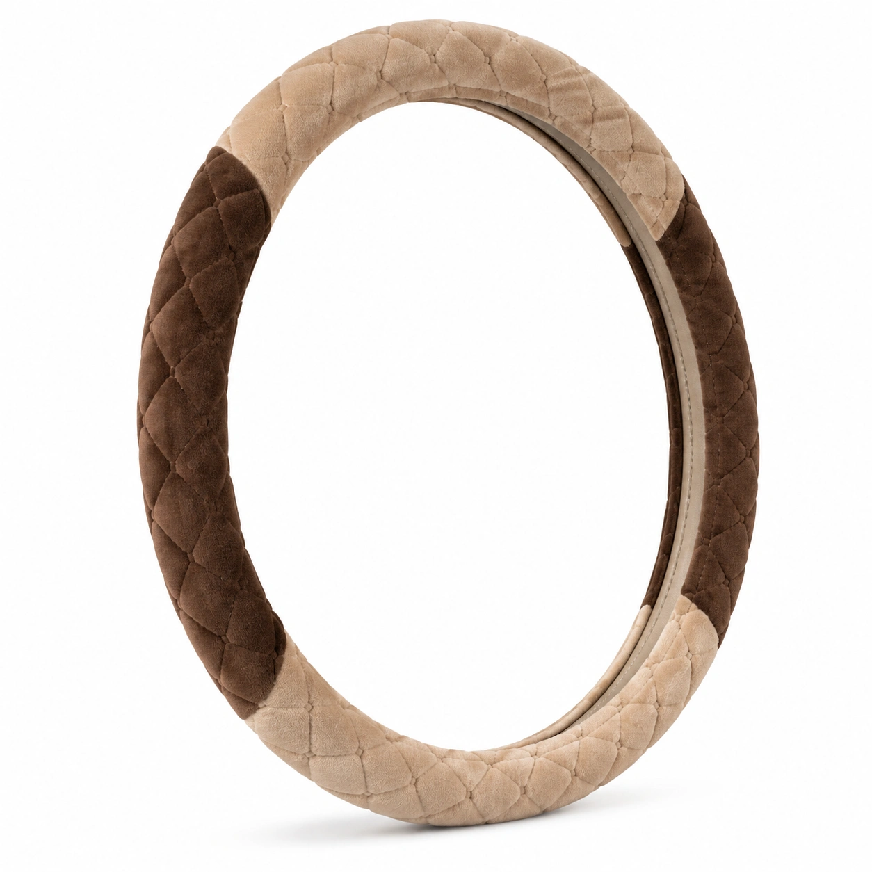 Coprivolante in Tessuto Scamosciato Marrone e Beige 37-38cm-meubelixa