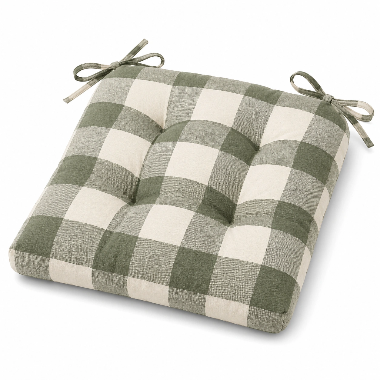 Cuscino sedia a quadri verdi e bianchi 40x40 cm con lacci-meubelixa