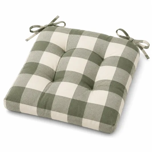 Cuscino sedia a quadri verdi e bianchi 40x40 cm con lacci-meubelixa