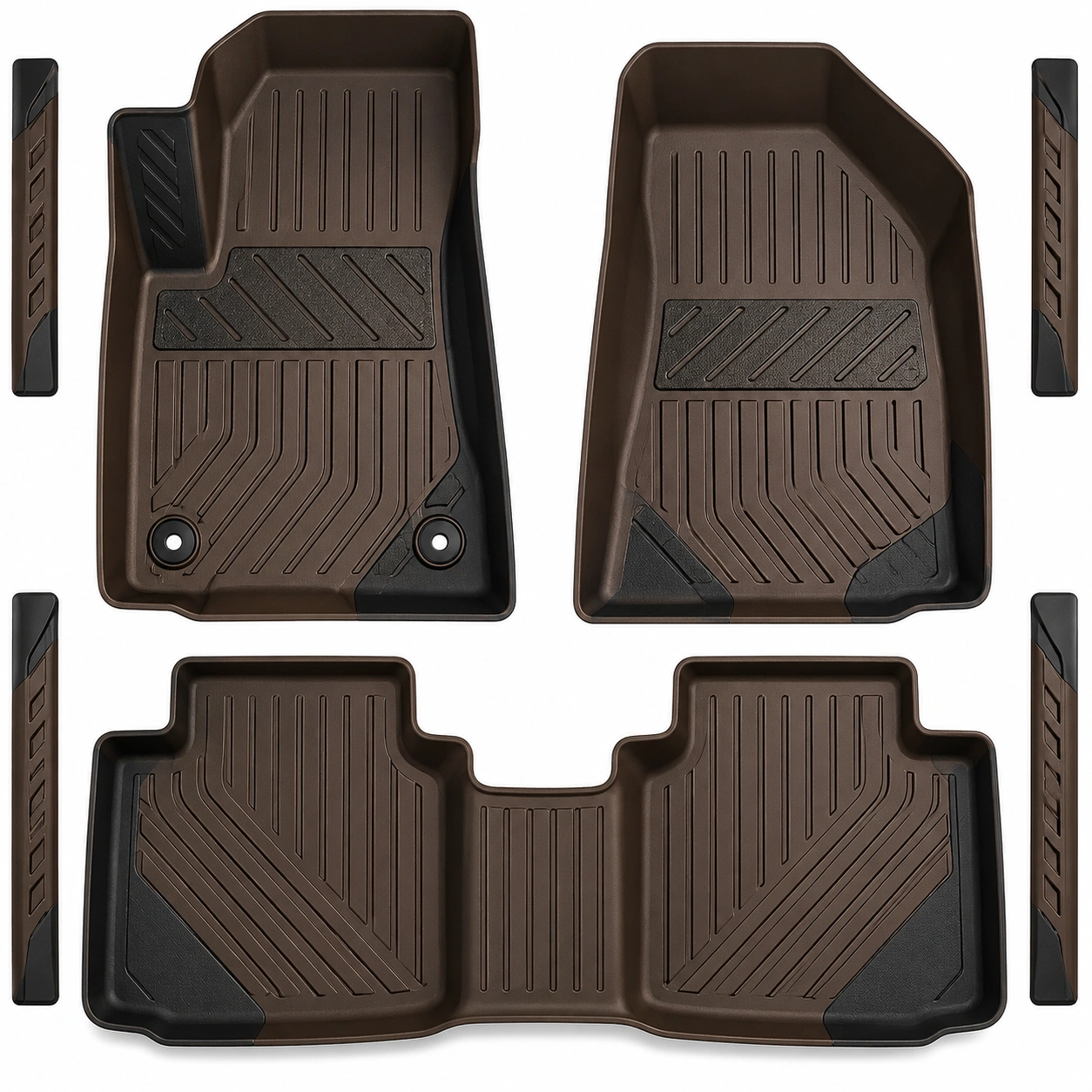 Set di tappetini antiscivolo marrone e nero per auto-meubelixa