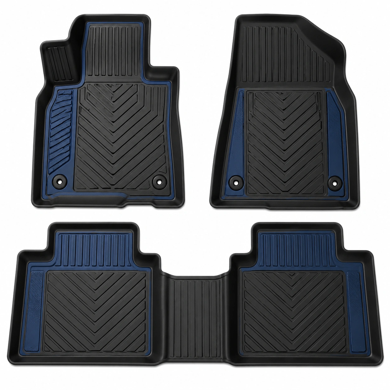 Set Tappetini Auto Universali in Gomma Nero e Blu-meubelixa