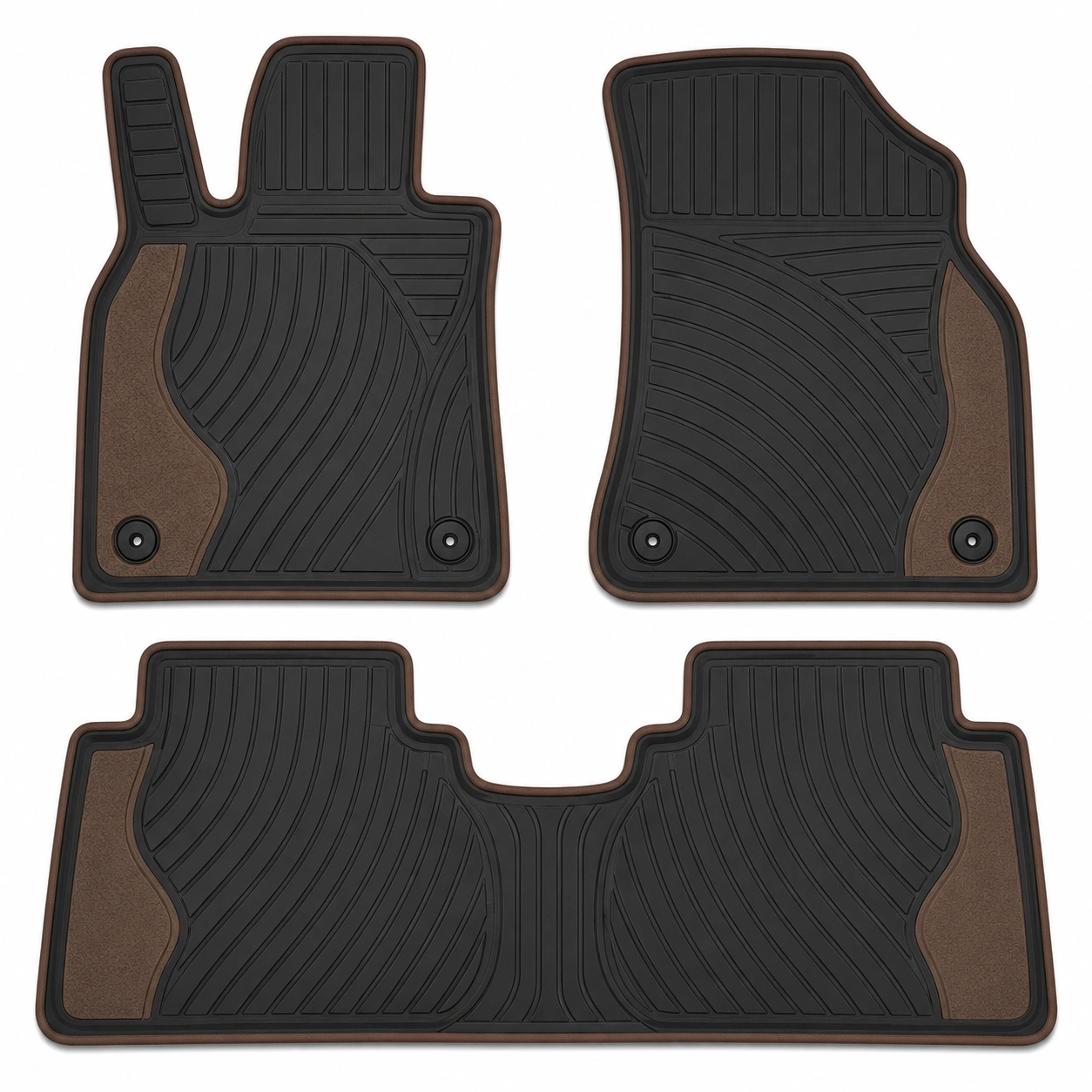 Set di Tappetini Auto Antiscivolo Nero e Marrone-meubelixa