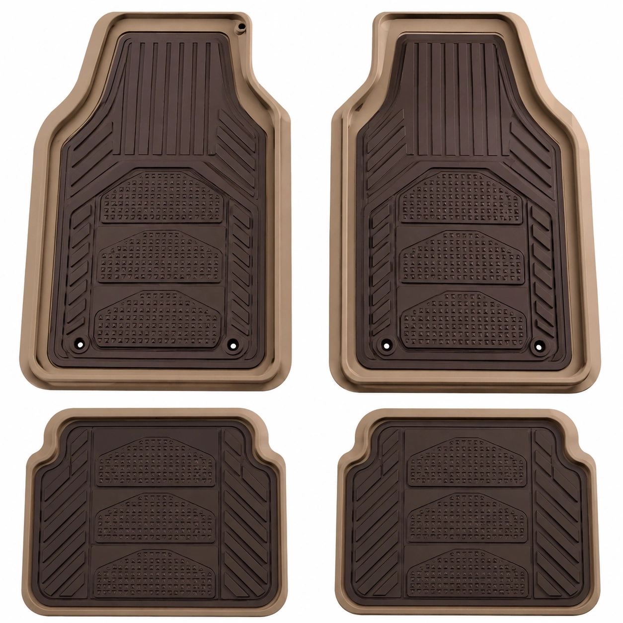 Set di Tappetini Auto Universali Antiscivolo Beige e Marrone-meubelixa