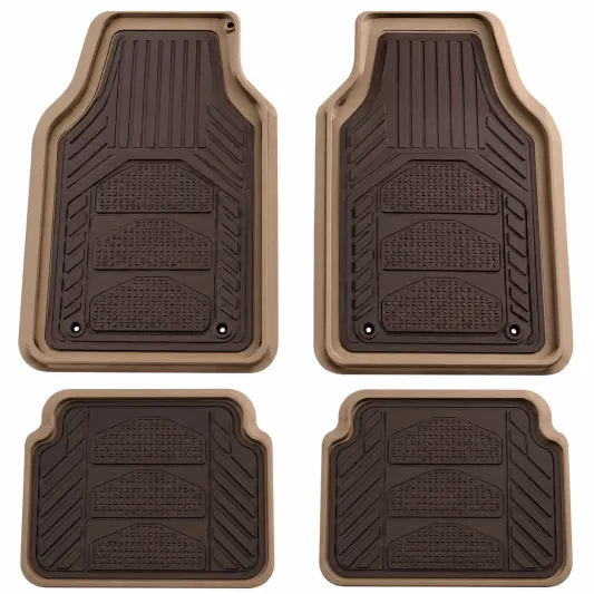 Set di Tappetini Auto Universali Antiscivolo Beige e Marrone-meubelixa
