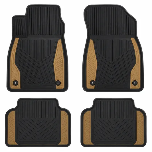 Set Tappetini Auto Antiscivolo in Gomma Nero e Marrone-meubelixa