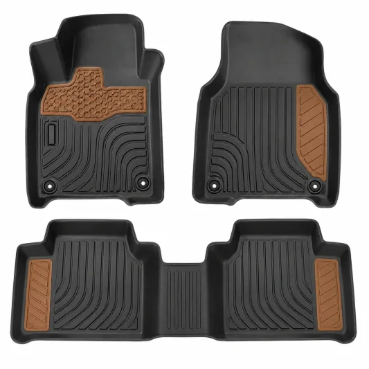 Set di Tappetini Auto Universali Nero e Beige-meubelixa