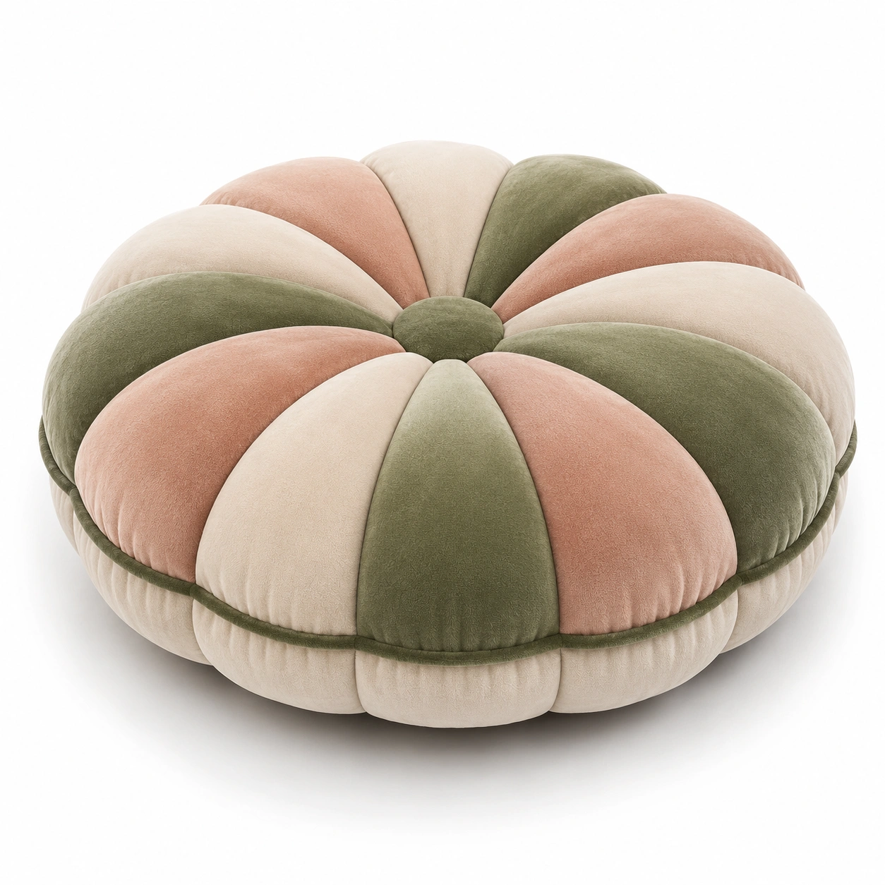 Cuscino Rotondo Ricamato Mandala Beige con Maniglia-meubelixa
