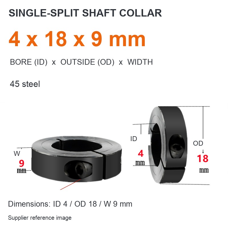 Single split — ID 4 x OD 18 x W 9 mm (English dimensions)