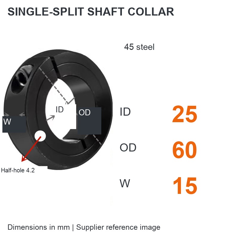 Single split — ID 25 x OD 60 x W 15 mm (English dimensions)