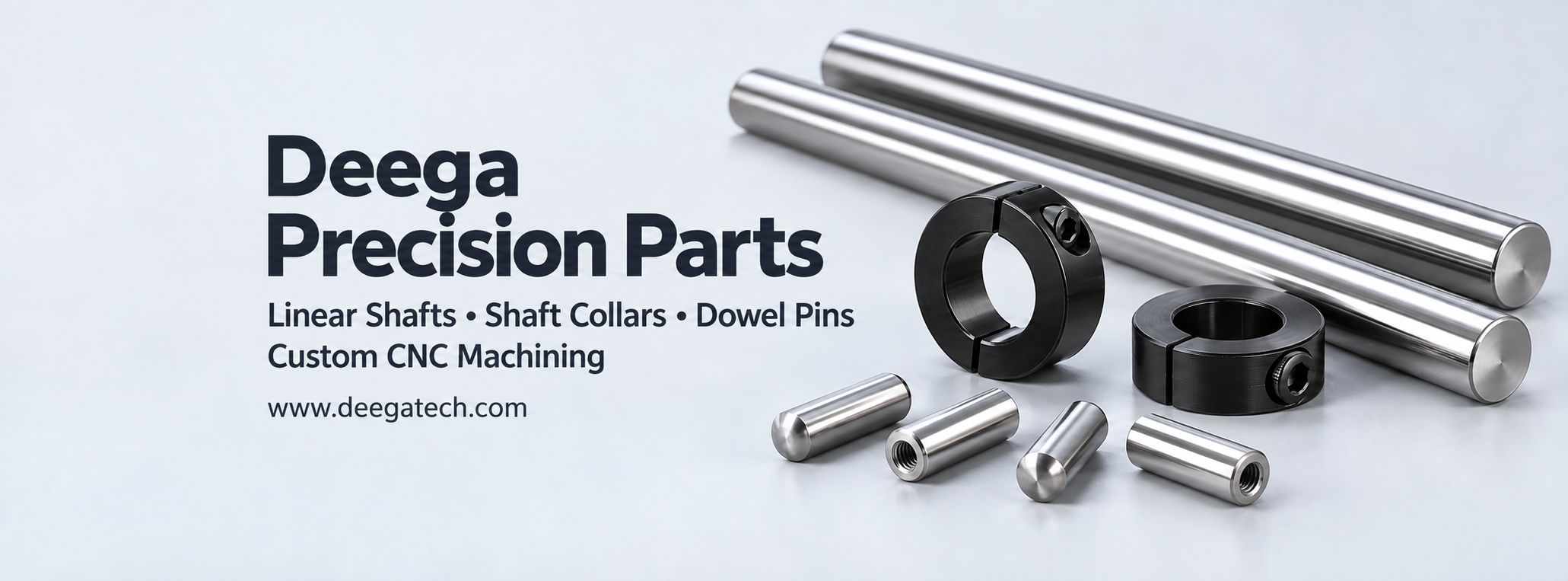 Deega Precision Parts — linear shafts, shaft collars, dowel pins and custom CNC machining