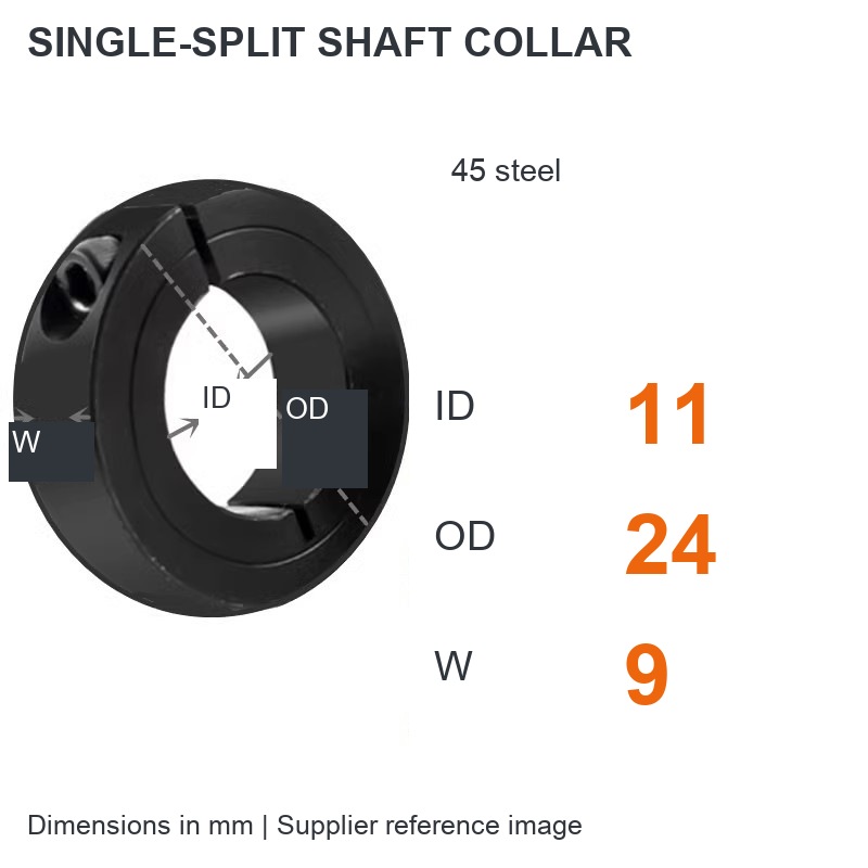 Single split — ID 11 x OD 24 x W 9 mm (English dimensions)